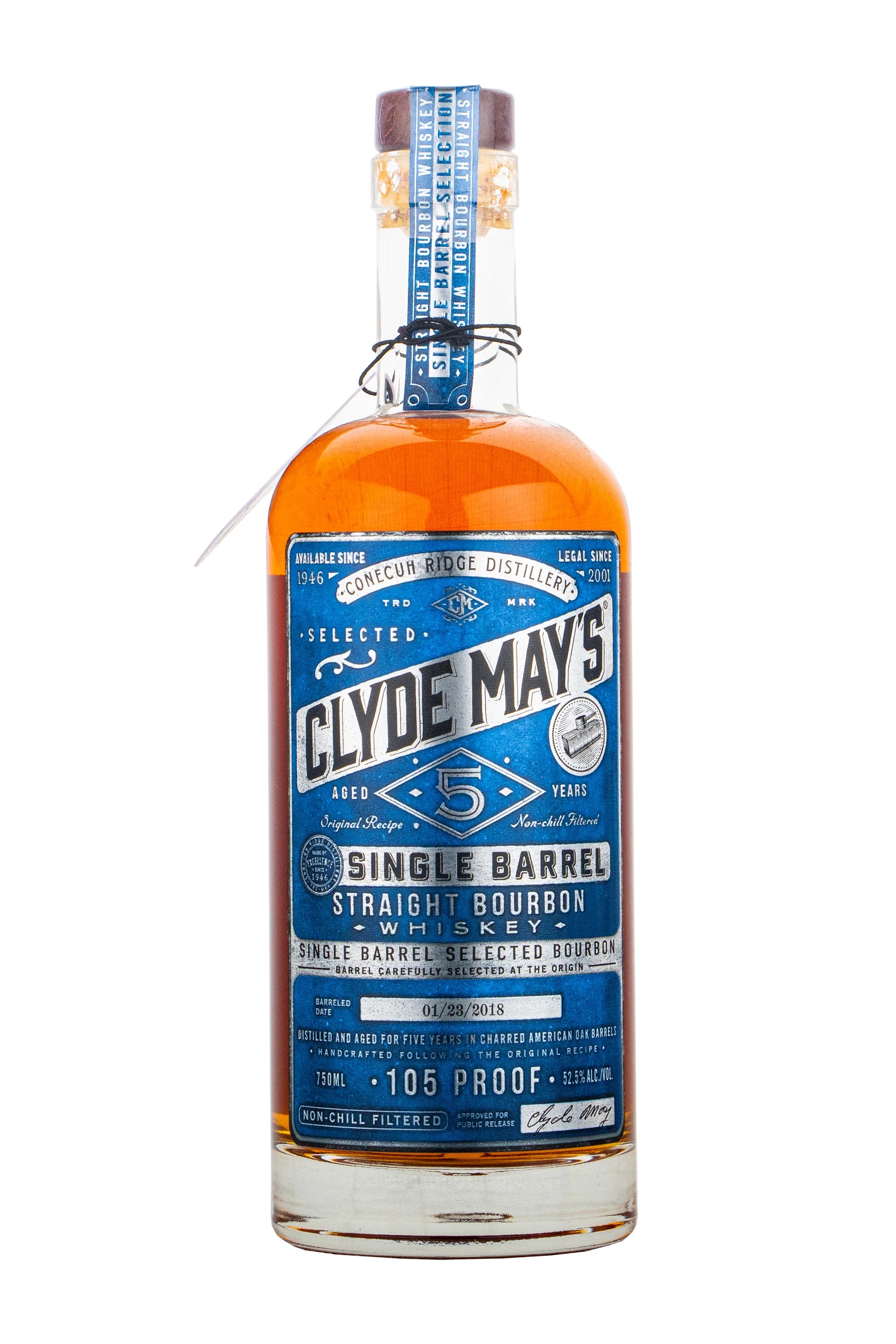 Clyde May's Aged Five Years Single Barrel Straight Bourbon Whiskey 750ml