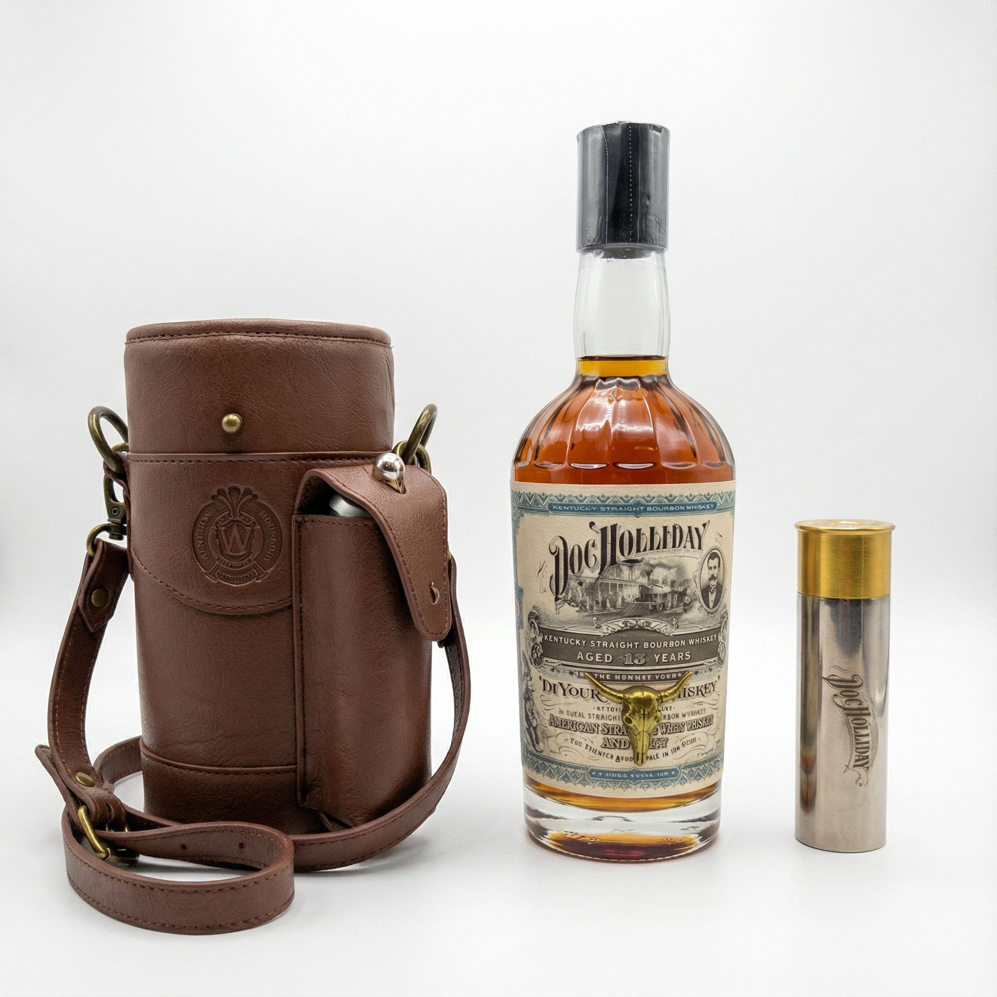 Doc Holliday 13 Year Kentucky Bourbon Hunter Bag W/Bullet Flask 750ml