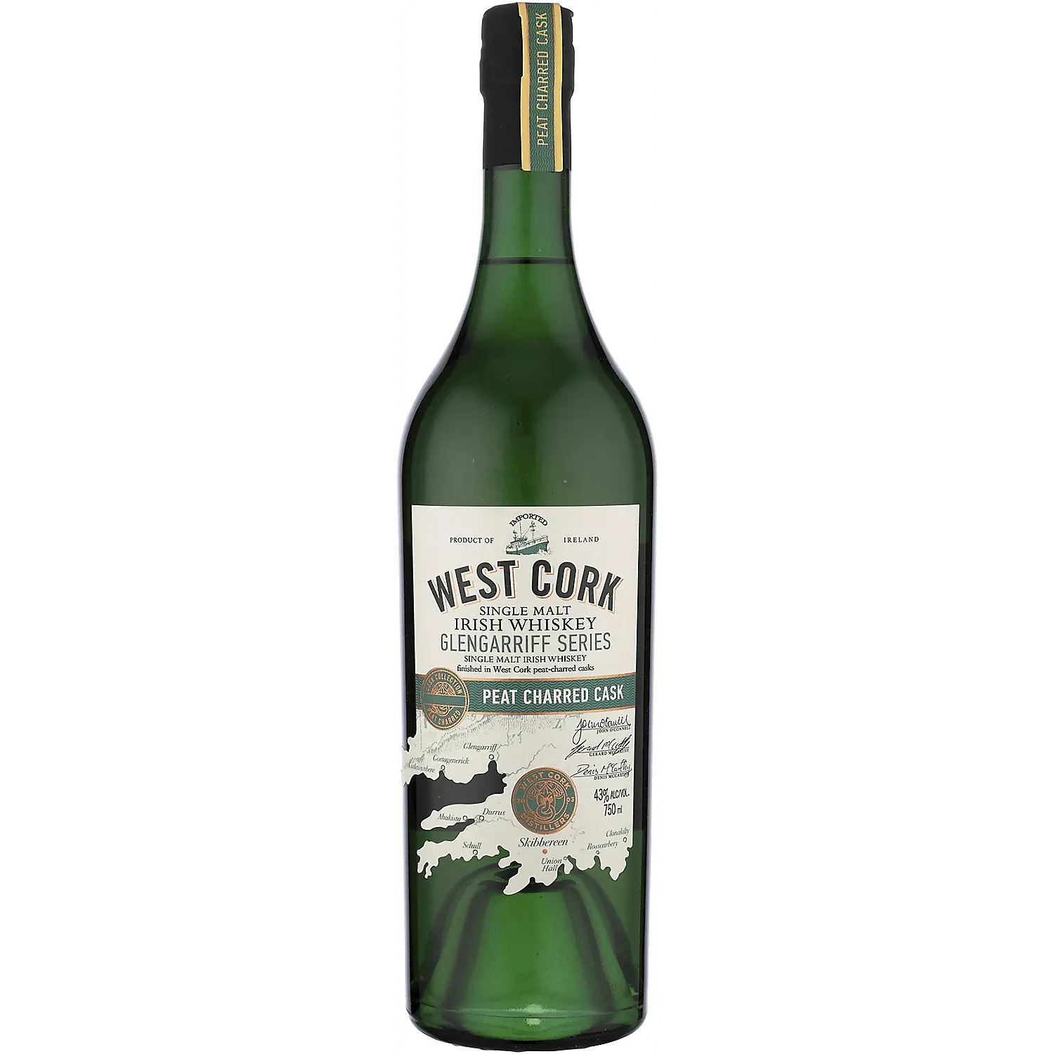 West Cork Single Malt Irish Whiskey Glengarriff Series Peat Charred Cask 86 750ml.