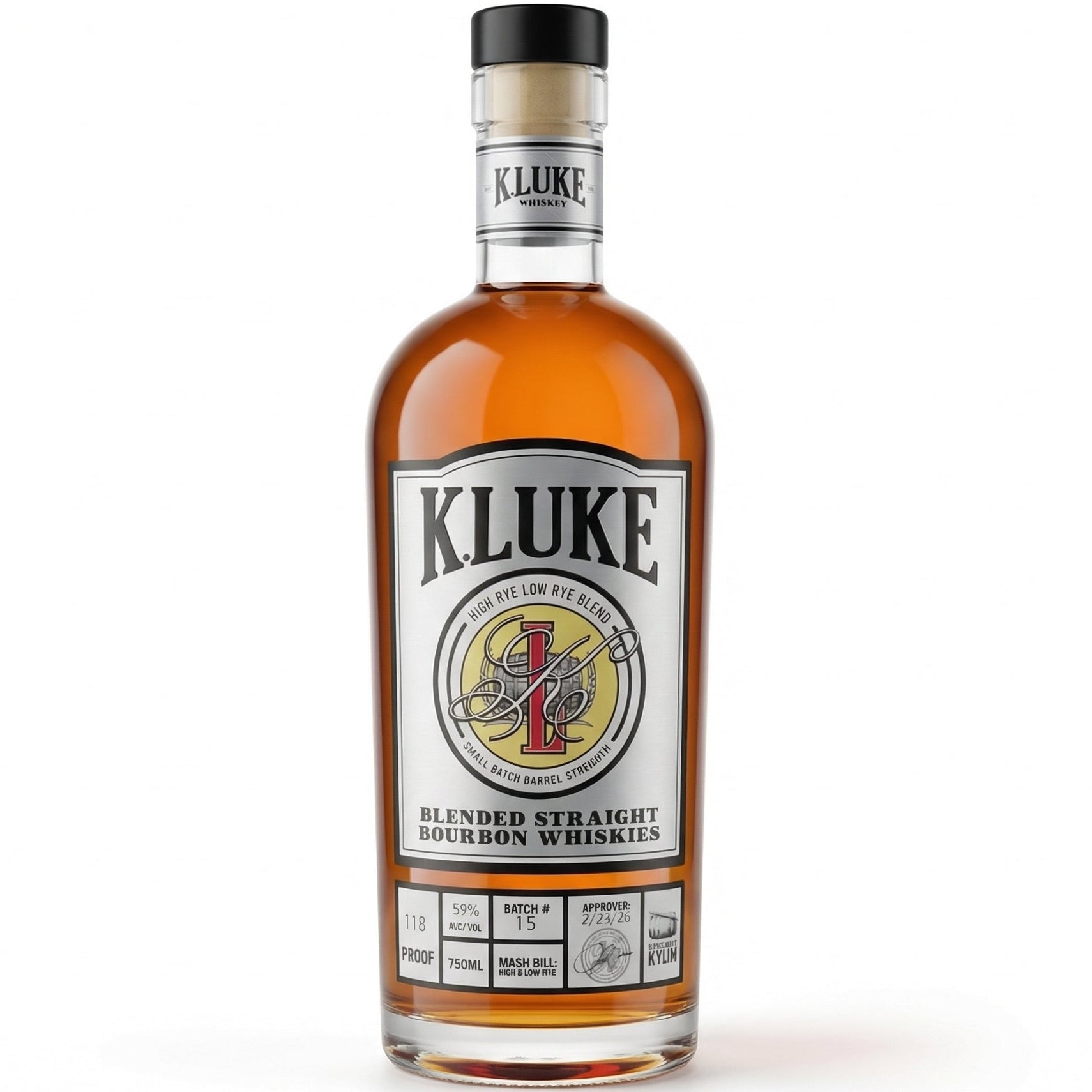 K.LUKE Whiskey Company Batch #15 Barrel Strength Bourbon 750ml