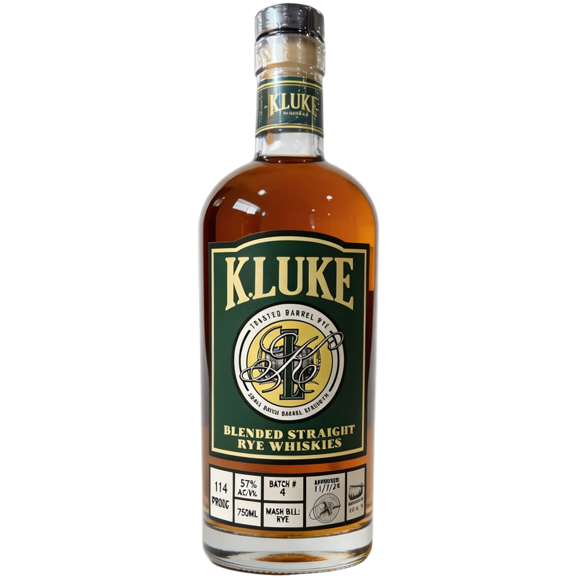 K.LUKE Small Batch Barrel Strength Toasted Rye Batch #4 750ml