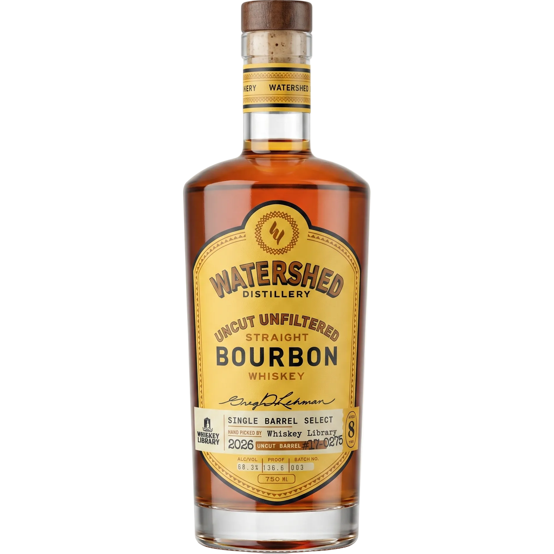 Watershed Uncut Unfiltered Whiskey Library Barrel Pick 17-0275 750ml
