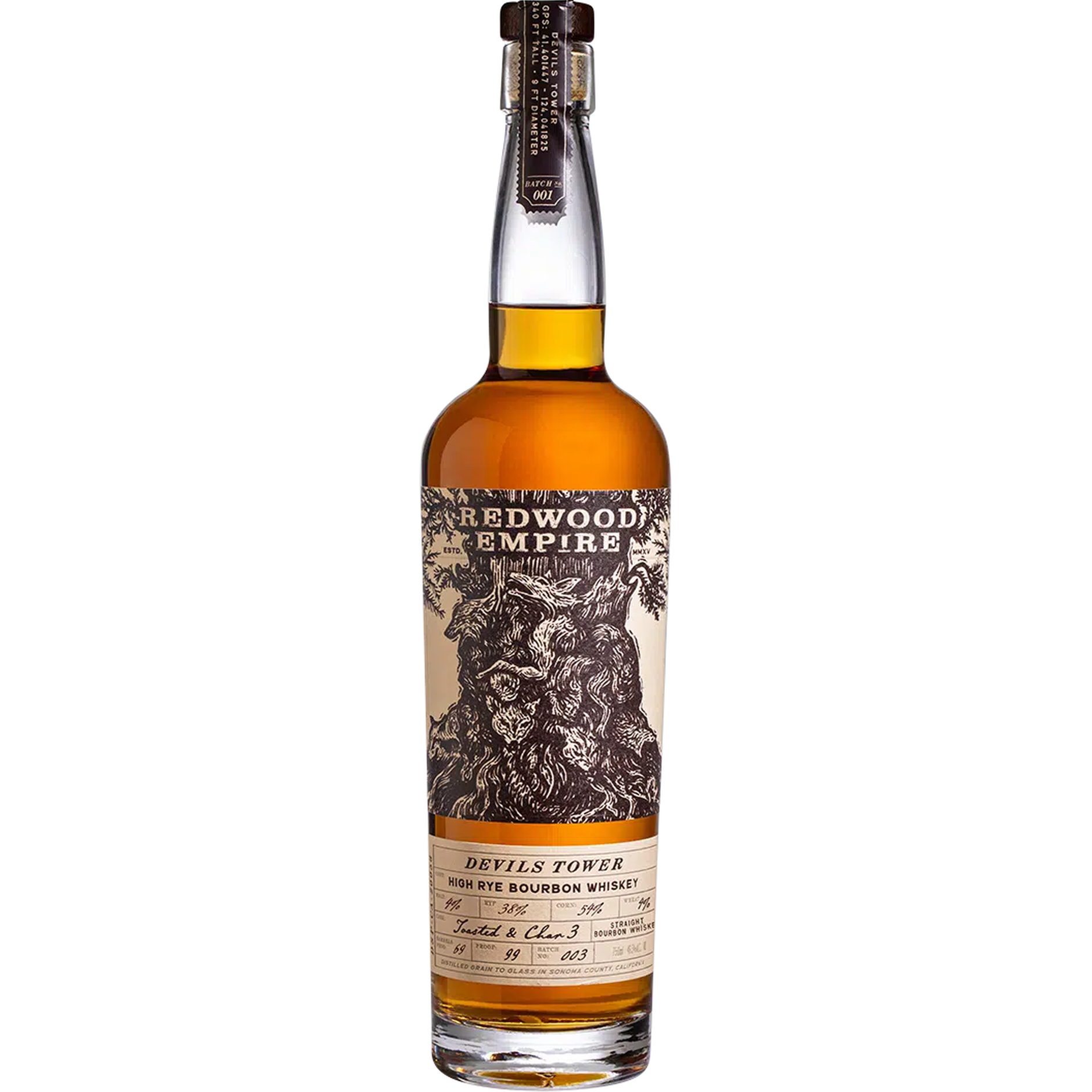 Redwood Empire Devils Tower High Rye Bourbon Whiskey 750ml