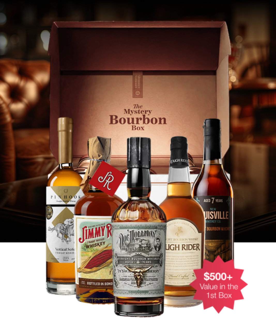 The Bourbon Mystery Box with bottles