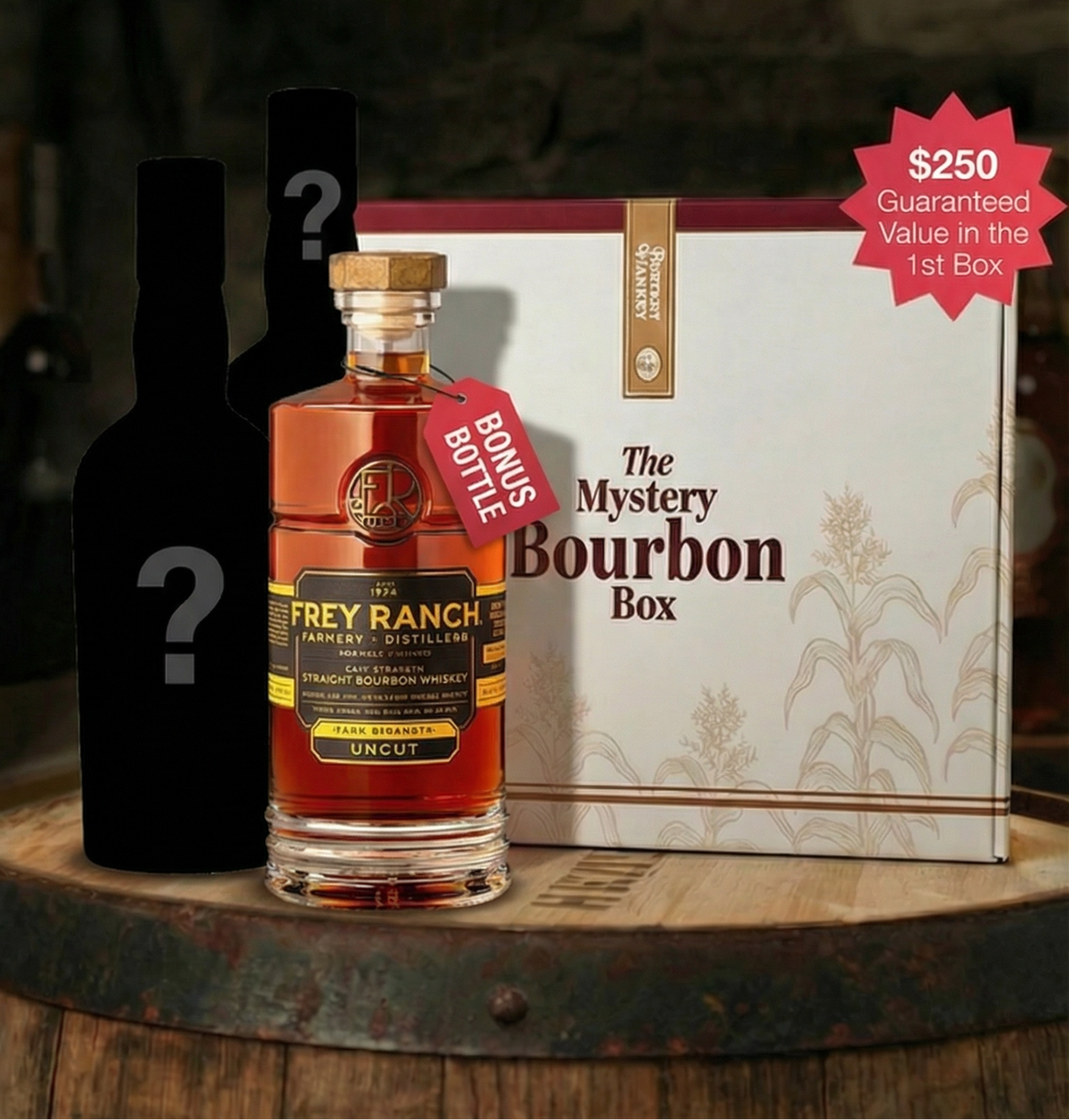 The Bourbon Mystery Box with bottles