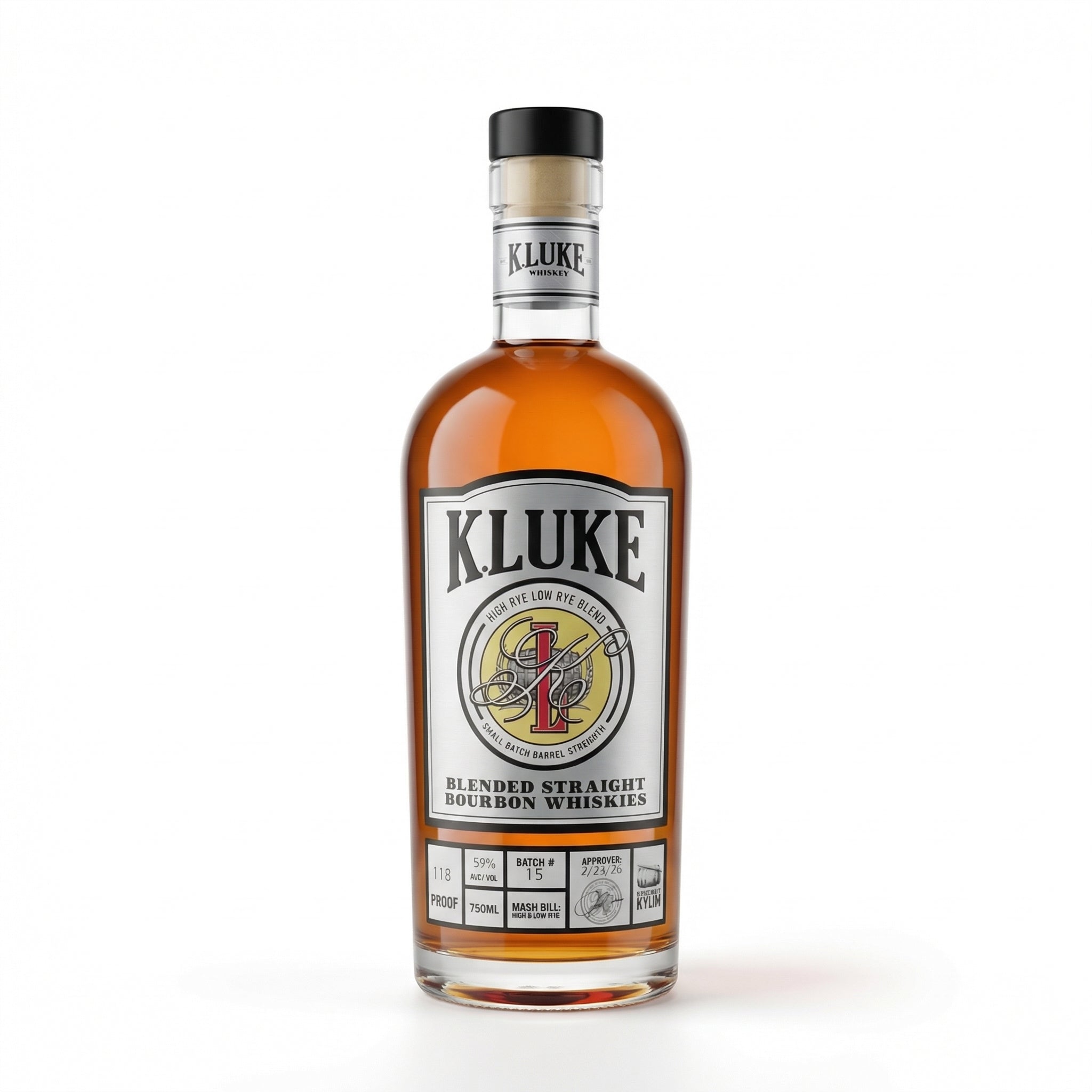 K.LUKE Whiskey Company Batch #15 Barrel Strength Bourbon 750ml