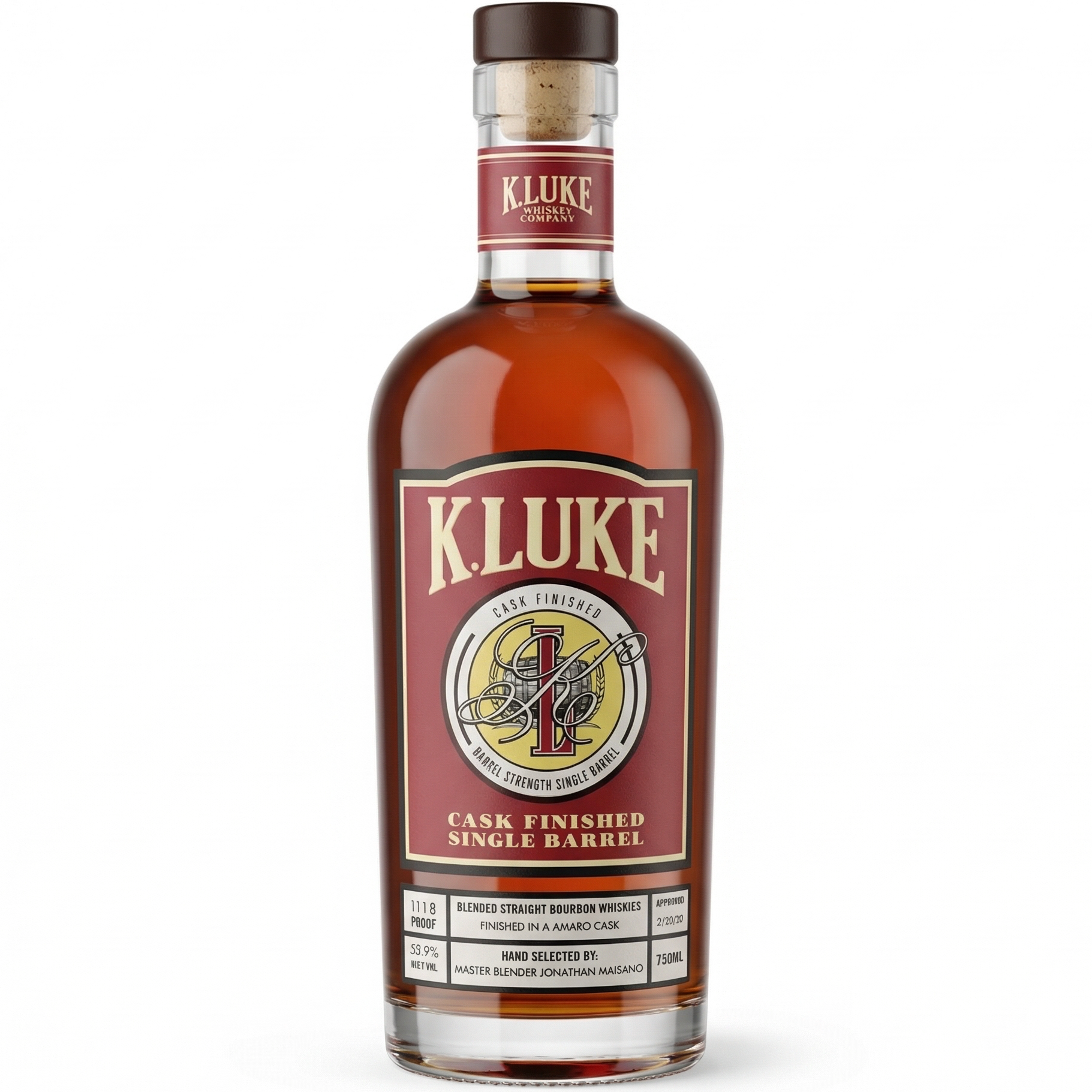K.LUKE Single Barrel Bourbon Finished in Amaro Cask 750ml
