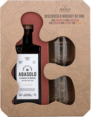 Abasolo Corn Whisky Alma De La Tierra 86 Proof With 2 Rock Glasses 750ml