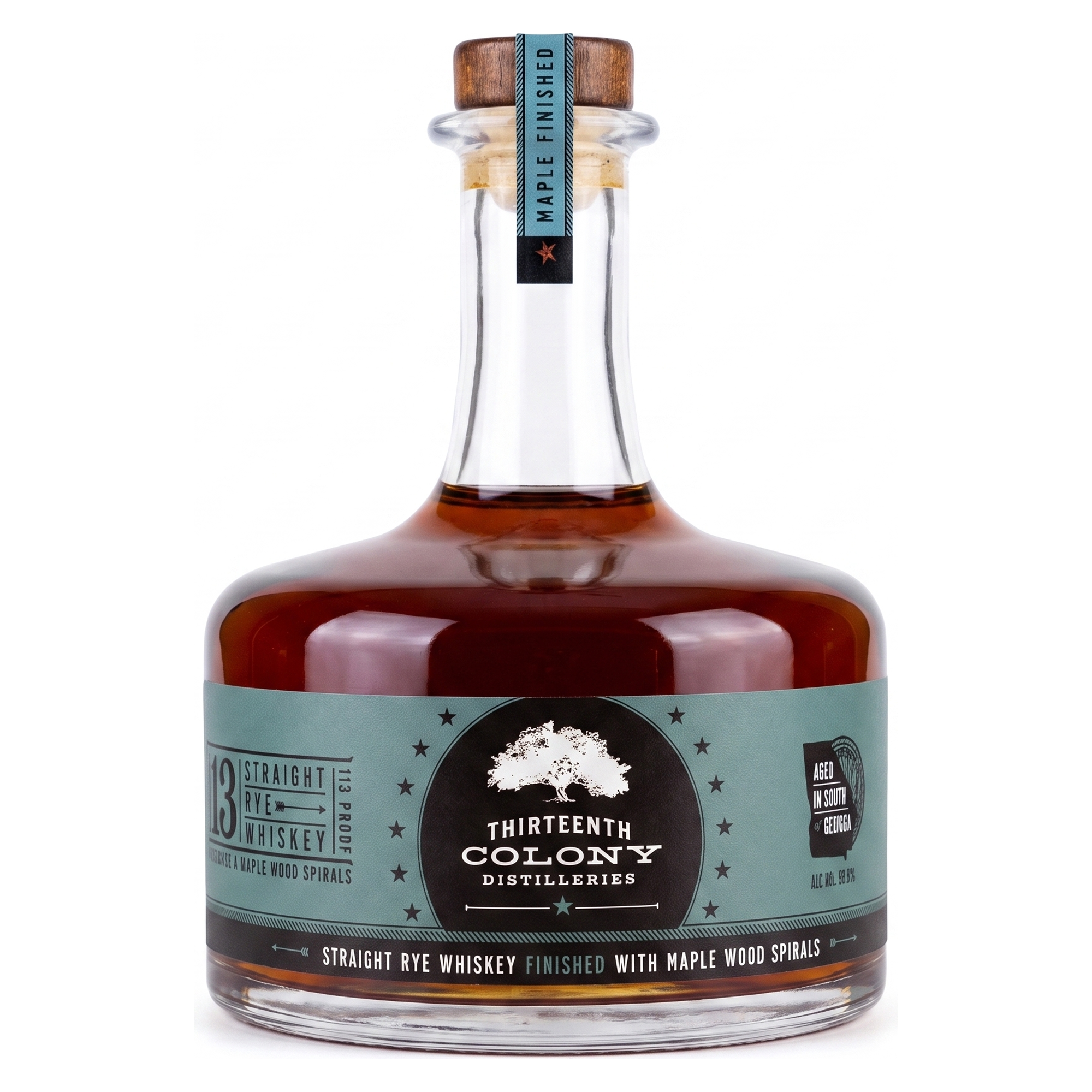 Thirteenth Colony Straight Rye Whiskey Finished with Maple Wood Spirals 750ml