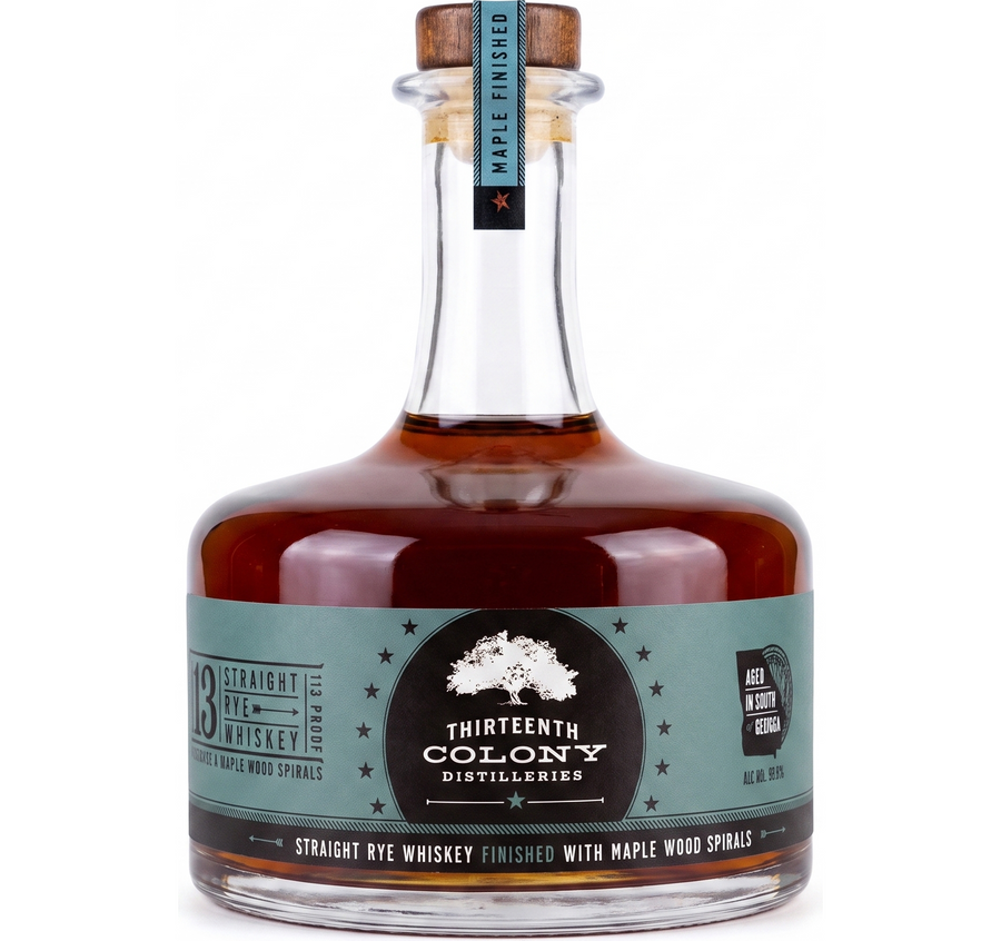 Thirteenth Colony Straight Rye Whiskey Finished with Maple Wood Spirals 750ml