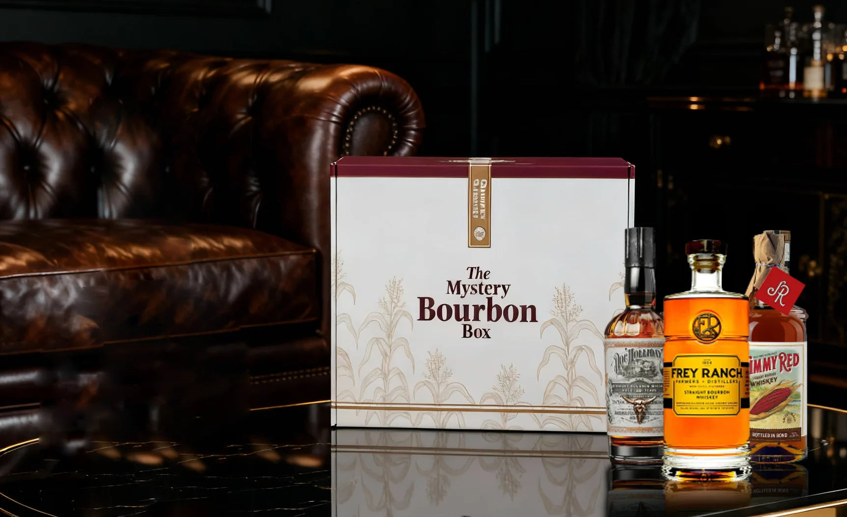 The Bourbon Mystery Box with three craft bourbons