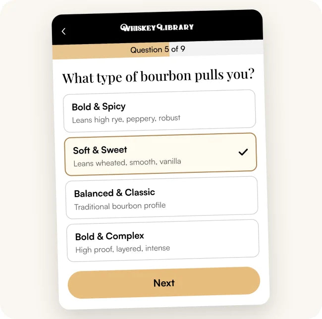 The bourbon palate quiz on a phone