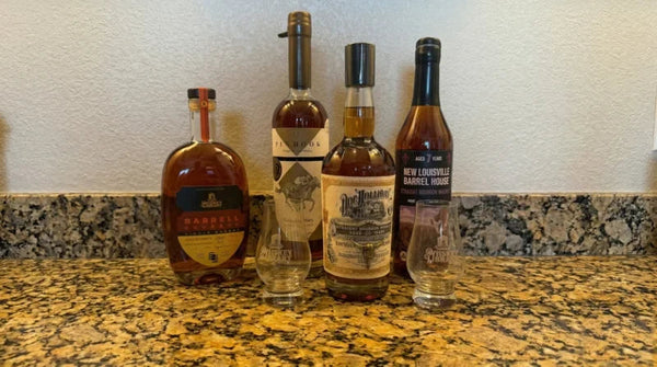 A member's Whiskey Library box laid out at home